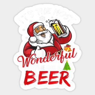 santa claus drinking beer wonderful time Sticker